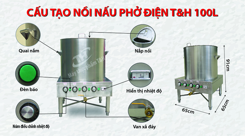 NỒI NẤU PHỞ ĐIỆN T&H 100 LÍT